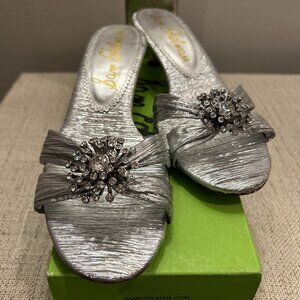 Sam Edelman Cindie, Silver Plisse Kitten Mule